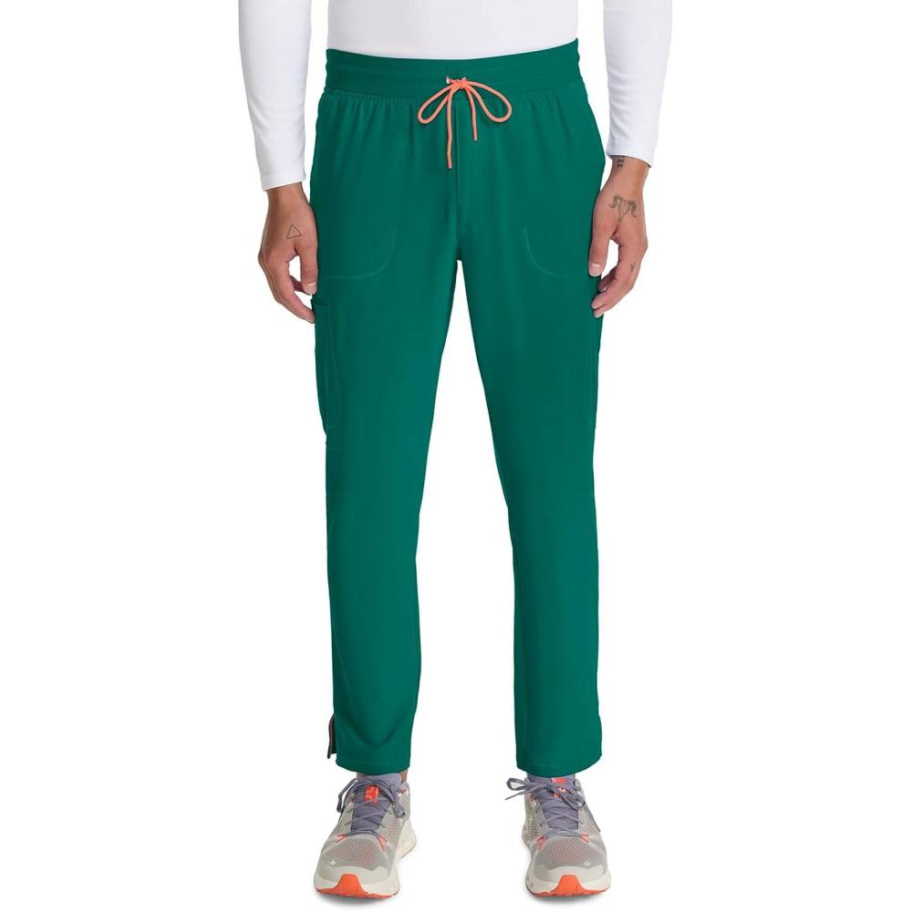 imageCherokee Infinity Mens Drawstring Straight Leg Scrub Pants Mid Rise Zip Fly 6 Pockets RibKnit Waistband  IN200AHunter