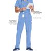 Cherokee Infinity Men Scrub Pants, 6 Pockets, Tapered Leg with Zip Fly Front and Inside Functional Drawstring Cargo – CK200A(Ciel)