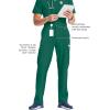 Cherokee Infinity Men Scrub Pants, 6 Pockets, Tapered Leg with Zip Fly Front and Inside Functional Drawstring Cargo – CK200A(Hunter Green)