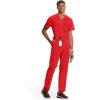 Cherokee Infinity Men Scrub Pants, 6 Pockets, Tapered Leg with Zip Fly Front and Inside Functional Drawstring Cargo – CK200A(Red)