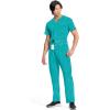 Cherokee Infinity Men Scrub Pants, 6 Pockets, Tapered Leg with Zip Fly Front and Inside Functional Drawstring Cargo – CK200A(Teal Blue)