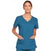 Cherokee Scrub Set for Women with Our Modern Classic fit V-Neck Top 4727 and Mid Rise Pull-On Cargo Pant 4005(Caribbean Blue)