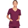 Cherokee Scrub Set for Women with Our Modern Classic fit V-Neck Top 4727 and Mid Rise Pull-On Cargo Pant 4005(Wine)