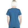 Cherokee Women Scrub Set Modern Fit 3 Pocket V-Neck Top WW665 with 6 Pocket Mid Rise Straight Leg Pants WW170(Caribbean Blue)