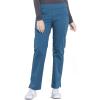 Cherokee Women Scrub Set Modern Fit 3 Pocket V-Neck Top WW665 with 6 Pocket Mid Rise Straight Leg Pants WW170(Caribbean Blue)