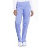 Cherokee Women Scrub Set Modern Fit 3 Pocket V-Neck Top WW665 with 6 Pocket Mid Rise Straight Leg Pants WW170(Ciel)