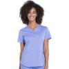Cherokee Women Scrub Set Modern Fit 3 Pocket V-Neck Top WW665 with 6 Pocket Mid Rise Straight Leg Pants WW170(Ciel)