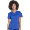 Cherokee Women Scrub Set Modern Fit 3 Pocket V-Neck Top WW665 with 6 Pocket Mid Rise Straight Leg Pants WW170(Galaxy Blue)