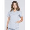 Cherokee Women Scrub Set Modern Fit 3 Pocket V-Neck Top WW665 with 6 Pocket Mid Rise Straight Leg Pants WW170(Grey)