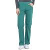 Cherokee Women Scrub Set Modern Fit 3 Pocket V-Neck Top WW665 with 6 Pocket Mid Rise Straight Leg Pants WW170(Hunter Green)