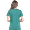 Cherokee Women Scrub Set Modern Fit 3 Pocket V-Neck Top WW665 with 6 Pocket Mid Rise Straight Leg Pants WW170(Hunter Green)