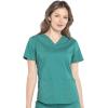 Cherokee Women Scrub Set Modern Fit 3 Pocket V-Neck Top WW665 with 6 Pocket Mid Rise Straight Leg Pants WW170(Hunter Green)