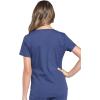 Cherokee Women Scrub Set Modern Fit 3 Pocket V-Neck Top WW665 with 6 Pocket Mid Rise Straight Leg Pants WW170(Navy)
