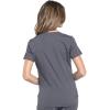 Cherokee Women Scrub Set Modern Fit 3 Pocket V-Neck Top WW665 with 6 Pocket Mid Rise Straight Leg Pants WW170(Pewter)
