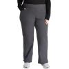 Cherokee Women Scrub Set Modern Fit 3 Pocket V-Neck Top WW665 with 6 Pocket Mid Rise Straight Leg Pants WW170(Pewter)