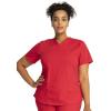 Cherokee Women Scrub Set Modern Fit 3 Pocket V-Neck Top WW665 with 6 Pocket Mid Rise Straight Leg Pants WW170(Red)