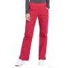 Cherokee Women Scrub Set Modern Fit 3 Pocket V-Neck Top WW665 with 6 Pocket Mid Rise Straight Leg Pants WW170(Red)