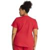 Cherokee Women Scrub Set Modern Fit 3 Pocket V-Neck Top WW665 with 6 Pocket Mid Rise Straight Leg Pants WW170(Red)