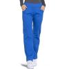Cherokee Women Scrub Set Modern Fit 3 Pocket V-Neck Top WW665 with 6 Pocket Mid Rise Straight Leg Pants WW170(Royal)