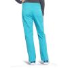 Cherokee Women Scrub Set Modern Fit 3 Pocket V-Neck Top WW665 with 6 Pocket Mid Rise Straight Leg Pants WW170(Teal Blue)