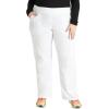 Cherokee Women Scrub Set Modern Fit 3 Pocket V-Neck Top WW665 with 6 Pocket Mid Rise Straight Leg Pants WW170(White)