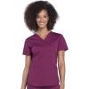 Cherokee Women Scrub Set Modern Fit 3 Pocket V-Neck Top WW665 with 6 Pocket Mid Rise Straight Leg Pants WW170(Wine)