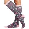 Cherokee Women’s 10-15mmHg Compression Socks – Fun Print Knee Highs with Light Support, Soft Feel – PRINTSUPPORT(Sketch Hearts)