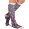 Cherokee Women’s 10-15mmHg Compression Socks – Fun Print Knee Highs with Light Support, Soft Feel – PRINTSUPPORT(Sketch Hearts)