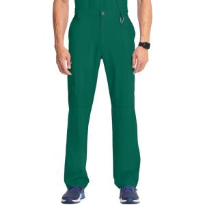 Cherokee Infinity Men Scrub Pants, 6 Pockets, Tapered Leg with Zip Fly Front and Inside Functional Drawstring Cargo – CK200A(Hunter Green)