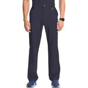 Cherokee Infinity Men Scrub Pants, 6 Pockets, Tapered Leg with Zip Fly Front and Inside Functional Drawstring Cargo – CK200A(Pewter)
