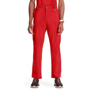 Cherokee Infinity Men Scrub Pants, 6 Pockets, Tapered Leg with Zip Fly Front and Inside Functional Drawstring Cargo – CK200A(Red)