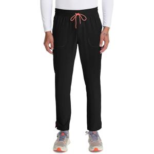 Cherokee Infinity Mens Drawstring Straight Leg Scrub Pants Mid Rise Zip Fly, 6 Pockets, Rib-Knit Waistband – IN200A(Black)