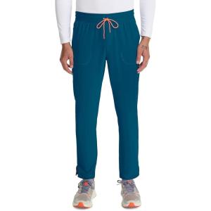 Cherokee Infinity Mens Drawstring Straight Leg Scrub Pants Mid Rise Zip Fly, 6 Pockets, Rib-Knit Waistband – IN200A(Caribbean Blue)