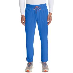 Cherokee Infinity Mens Drawstring Straight Leg Scrub Pants Mid Rise Zip Fly, 6 Pockets, Rib-Knit Waistband – IN200A(Royal)