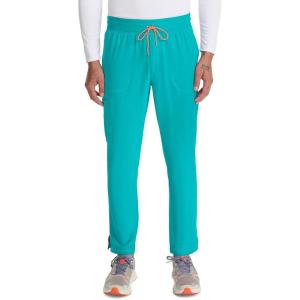 Cherokee Infinity Mens Drawstring Straight Leg Scrub Pants Mid Rise Zip Fly, 6 Pockets, Rib-Knit Waistband – IN200A(Teal Blue)