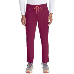 Cherokee Infinity Mens Drawstring Straight Leg Scrub Pants Mid Rise Zip Fly, 6 Pockets, Rib-Knit Waistband – IN200A(Wine)