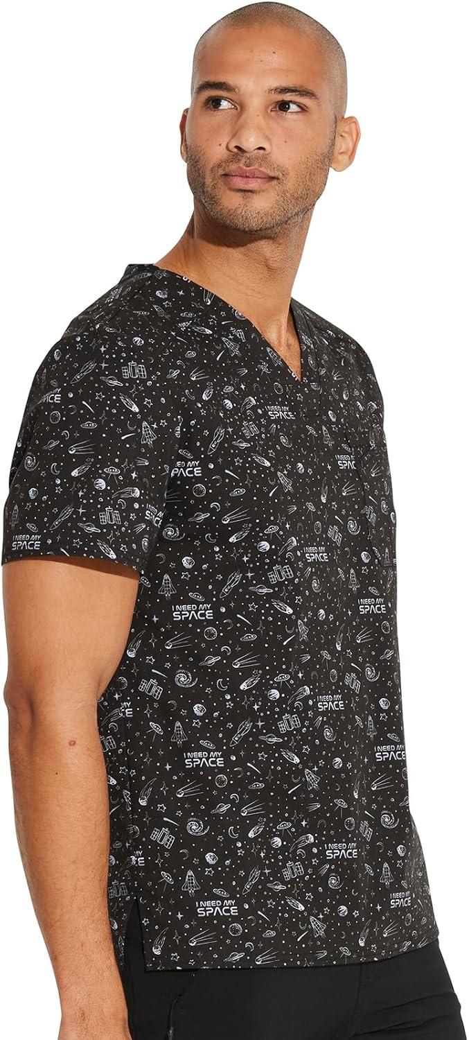 imageCherokee Prints Men Scrubs Top VNeck Print CK692Need My Space