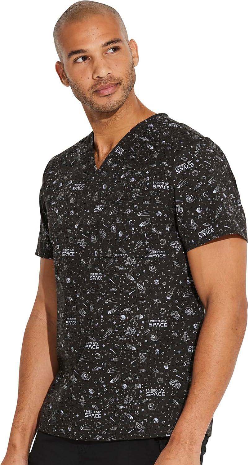 imageCherokee Prints Men Scrubs Top VNeck Print CK692Need My Space