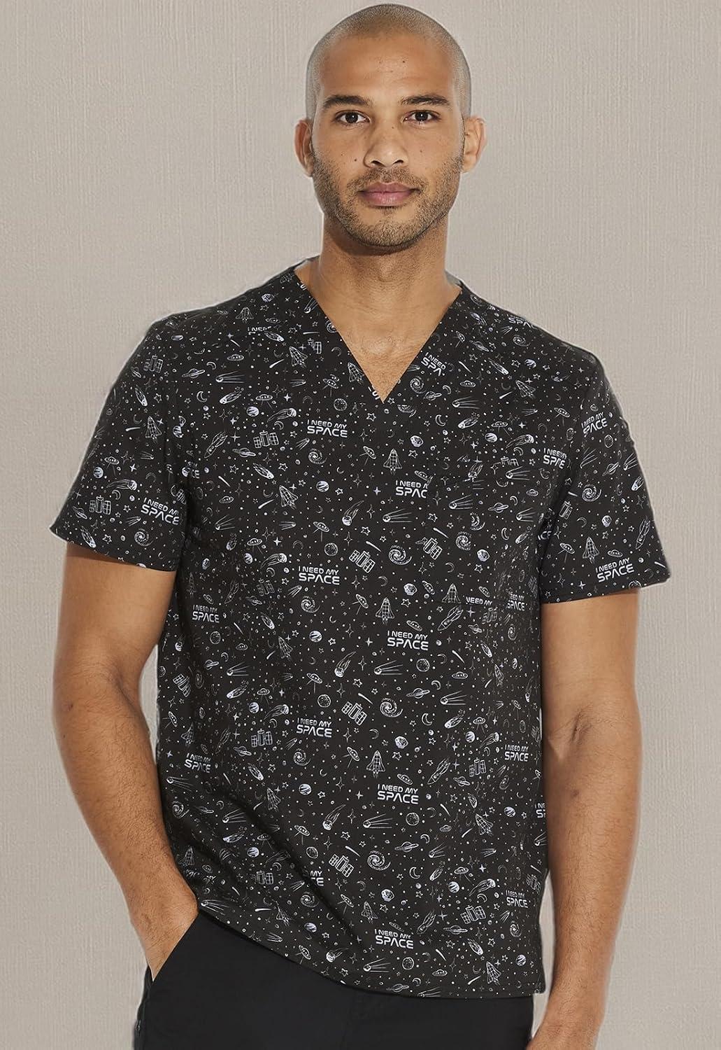 imageCherokee Prints Men Scrubs Top VNeck Print CK692Need My Space