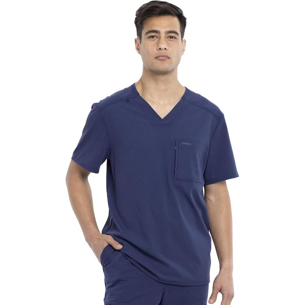 imageCherokee Euphoria Men Scrubs Top Tuckable VNeck CK887ANavy