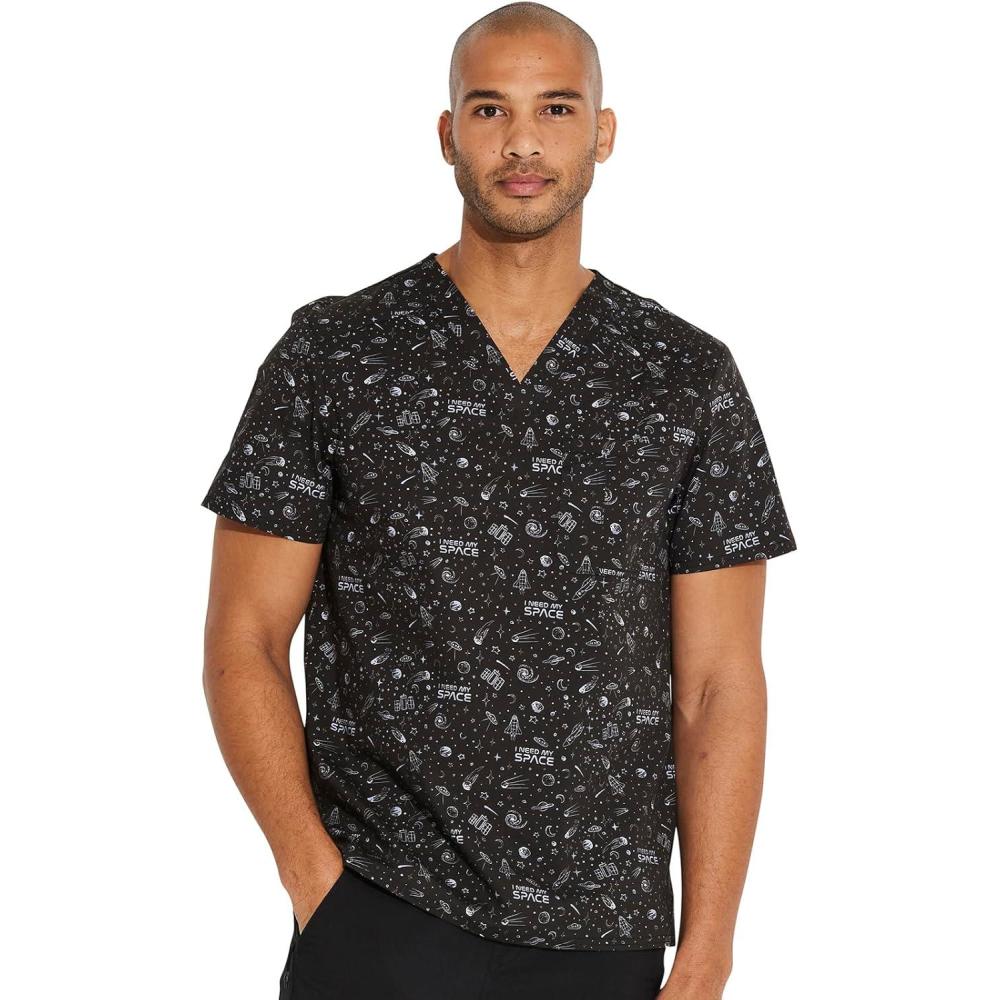 imageCherokee Prints Men Scrubs Top VNeck Print CK692Need My Space