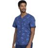 Cherokee Prints Men Scrubs Top V-Neck Print CK692(Stay in School)