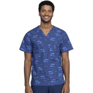 Cherokee Prints Men Scrubs Top V-Neck Print CK692(Stay in School)