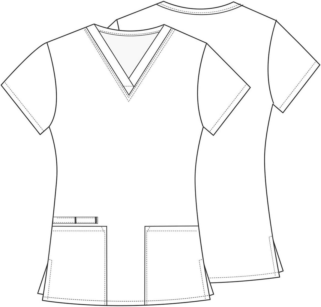 imageCherokee Prints Women Scrubs Top VNeck Print CK616Meowy Christmouse
