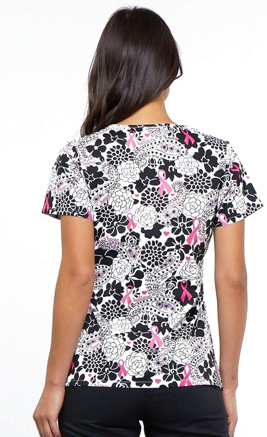 imageCherokee Prints Women Scrubs Top VNeck Print CK616Paisley Love