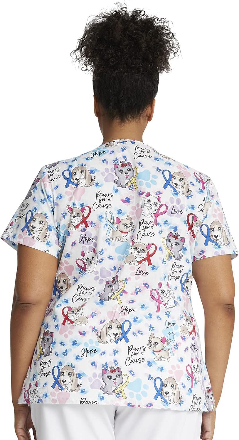 imageCherokee Prints Women Scrubs Top VNeck Print CK616Paws for a Cause