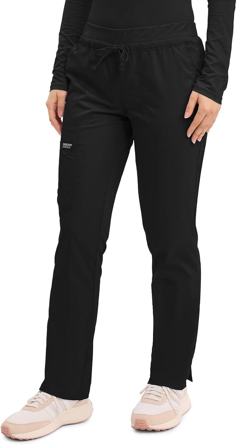 imageCherokee Scrubs for Women Mid Rise Tapered Leg Drawstring Pant with 5 Pockets Cargo Bottom with 2 Way Stretch Fabric WW105