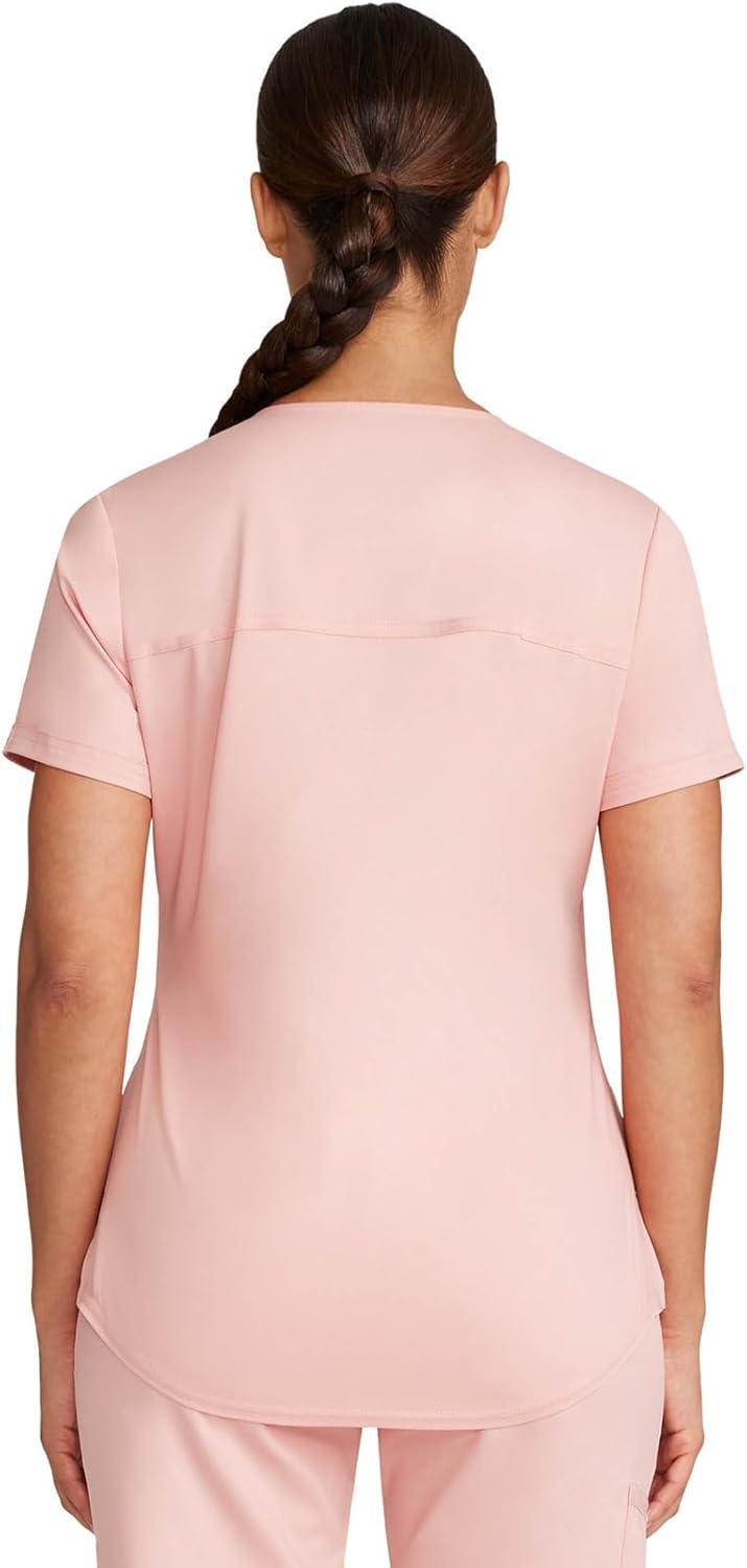 imageCherokee Scrubs for Women Tuckable VNeck OR Scrub Top with Chest PocketSoft StretchEasy Care Medical Uniform WW657Pink Essence