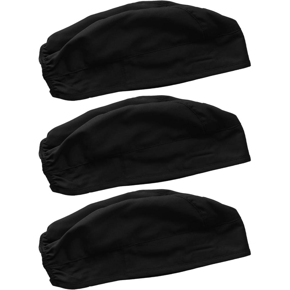 imageCherokee Men and Women Scrub Cap with Adjustable Elastic TieBack Lightweight Breathable NoSlip Unisex Surgical Cap  2506Black  3 Pack