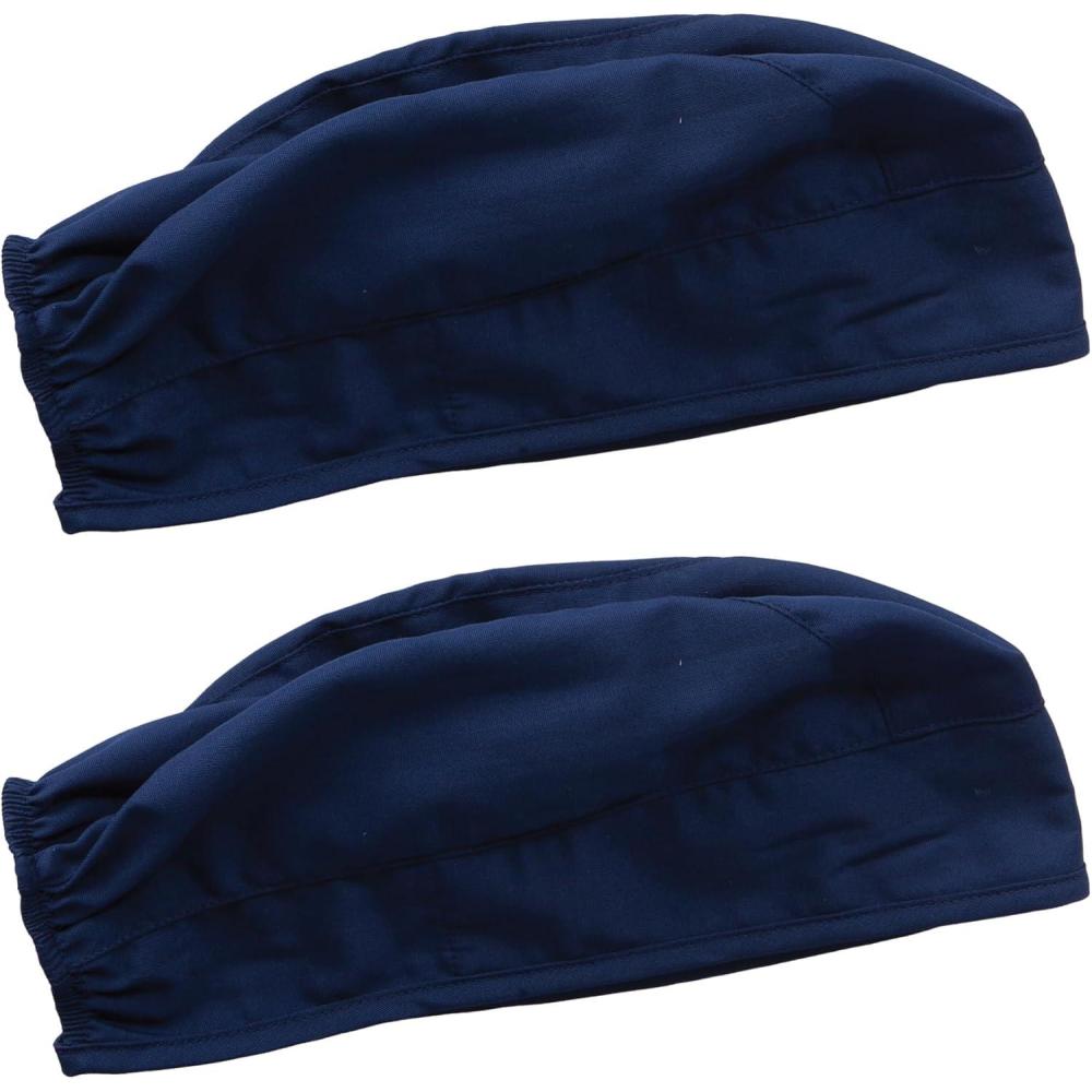 imageCherokee Men and Women Scrub Cap with Adjustable Elastic TieBack Lightweight Breathable NoSlip Unisex Surgical Cap 2506Navy 2 Pack